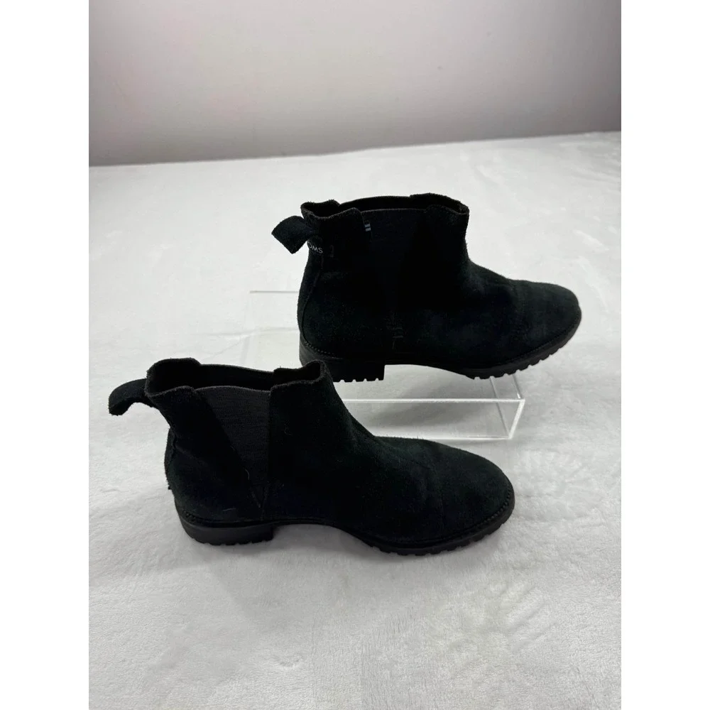 TOMS Cleo Chelsea Boot Women's 6 Black Suede Pull-On Ankle Round Toe Winter‎